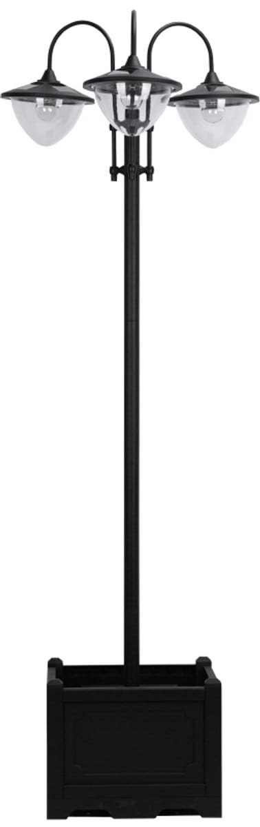 Solar Tuinlantaarn - Staande Buitenlamp met Lichtregeling - Solar Lantaarn - Tuinlamp op Zonne Energie - Waterdicht IP44 met Bloempotvoet - Solarlamp voor Buiten - Tuin & Balkon - 189 cm Hoog - Zwart