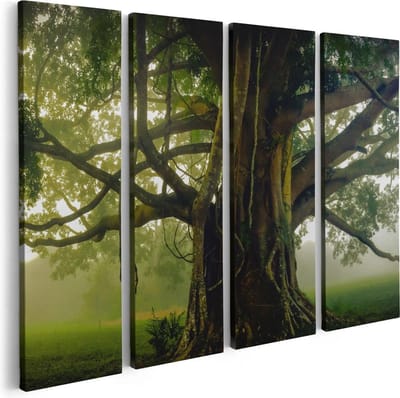 Artaza Canvas Schilderij Vierluik Grote Levensboom Met Veel Takken - 80x60 - Foto Op Canvas - Canvas Print