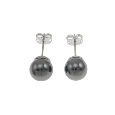 Edelstenen oorbellen Hematite Stud 4 mm - oorknoppen - hematiet - zwart - edelstaal - hoogglans - luxe sieraden zakje - oorknopjes dames - edelstenen oorbellen - edelstenen oorknopjes - zwarte oorbellen