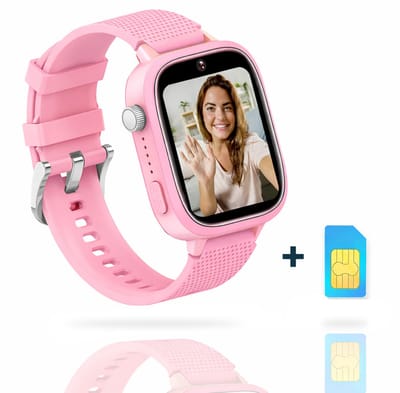AngelTech Ultra GPS Horloge Kind Met Simkaart 4G – SOS knop – Smartwatch Kinderen – Whatsapp - HD Camera en Videobellen – Smartwatch Kind – GPS Tracker Kind – Smartwatch Kids - Elke polsmaat – Roze