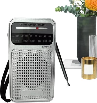 Transistorradio Op Batterijen - Persoonlijke Radio - Draadloos Luisteren - Verbeterde Geluidsisolatie - 13x7.2x3.1cm - Zilver