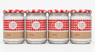 MONTKIARA 4 Stuks Confituurpot 450cc Glas – Grote Glazen Pot voor Jam, Honing en Bewaren