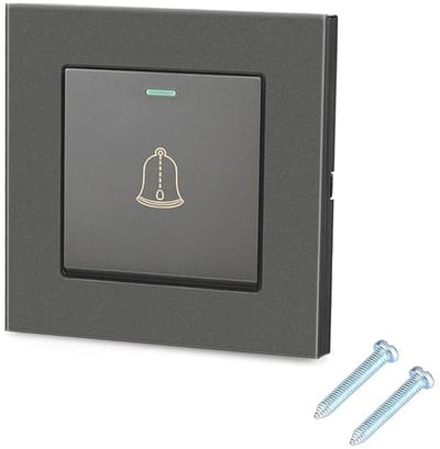 Deurbelknop Buiten - Bel Schakelaar - Toegang Signalering - Waterdicht Glasontwerp - 10x10x1 cm - Zwart