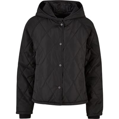 Urban Classics - Oversized Diamond Quilted Hooded Jacket - XS - Zwart