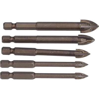 5 Stuks Kruis Tegelboor Carbide Zeskant Schacht Boorbits Beton Gatopener voor Glas Keramiek