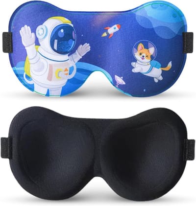 SnelShoppen - Kinderen Slaapmaskers - 3D Oogmaskers met Verstelbare Band, Schattige Slapende Blinde Doek voor Kinderen, Cartoon Patroon Print voor Thu
