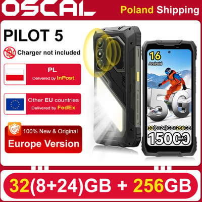Robuuste 5G AI-smartphone Blackview OSCAL PILOT 5, 32GB (8+24) + 256GB, UNISOC T8100, 6,67-inch 2.4K 120Hz-scherm, 15000mAh batterij, 33W opladen, NFC, IPS-schermresolutie 720*1604