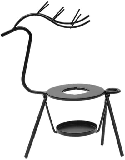 Wax Smeltkachel - Kralen Verwarmer - Ambachtelijk Werk - Metalen Herten Design - 12 cm - Zilverkleurig