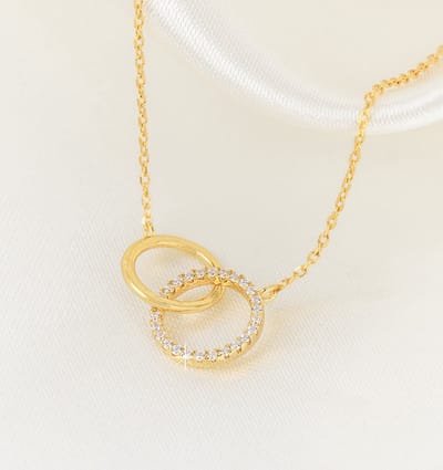 Love Ketting Pavé met Kristallen - Verguld