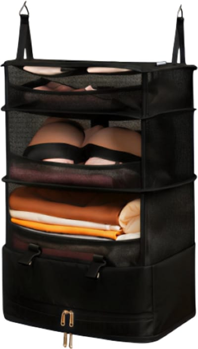 Multifunctionele Drielaagse Hangende Reis Opbergtas – Zwart – Closet Organizer voor Kleding en Huishoudelijke Benodigdheden – Ruimtebesparende Hangende Kast Organiser voor Thuis en Reizen