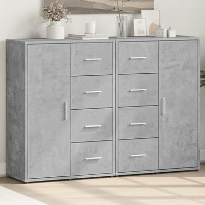 vidaXL - Dressoirs - 2 - st - 60x31x84 - cm - bewerkt - hout - betongrijs