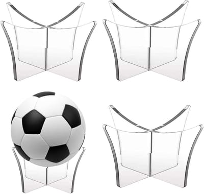 Set van 3 Transparante Acryl Ballenstandaards voor Voetbal, Basketbal en Rugby - Ideaal voor Sportballenopslag en Display
