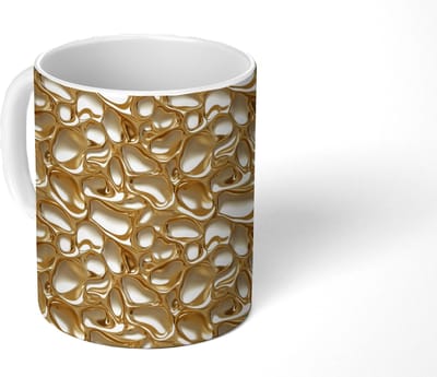 Mok - Koffiemok - Abstract - Modern - Goud - Mokken - 350 ML - Beker - Koffiemokken - Theemok