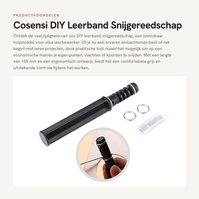 Dailygoods- Leerbewerkingstool - Precisie Snijtool - Handgereedschap - 3 Vervangbladen - Voor Leerprojecten - Lengte 155 mm - Leer Snijder