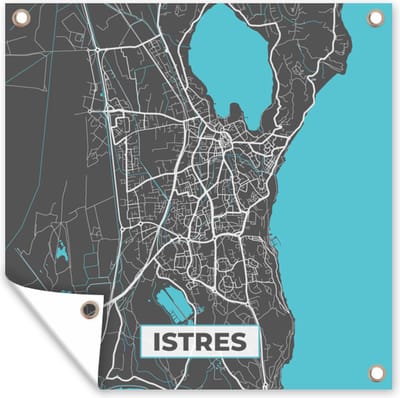 Tuin poster Frankrijk - Istres - Plattegrond - Kaart - Stadskaart - 200x200 cm - Tuindoek