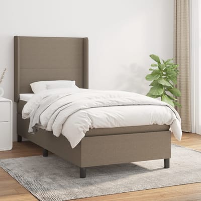 vidaXL - Boxspring - met - matras - stof - taupe - 100x200 - cm