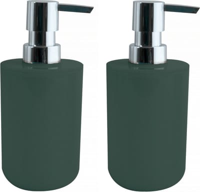 MSV Zeeppompje/dispenser Porto - 2x - PS kunststof - donkergroen/zilver - 7 x 16 cm - 260 ml