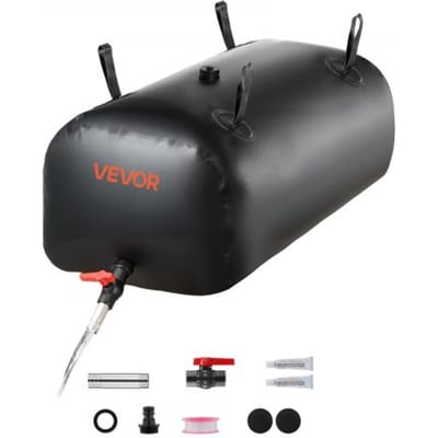 VEVOR Water Storage Bladder, 113L Portable & Collapsible Water Storage Bag, Wear-Resistant 1000D PVC Soft Waters Bag, Leakproof Camping Tank Containers for Garden Irrigation RV Emergency Use, Black