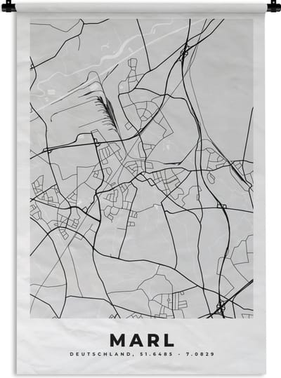 Wandkleed - Wanddoek - Kaart - Marl - Duitsland - Plattegrond - Stadskaart - 120x180 cm - Wandtapijt
