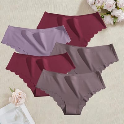 5 STUKS Naadloze Zijden Slips Sexy Ondergoed Voor Dames Middenhoge Taille Comfortabele Meisjes Zijden Slip Vrouwen Ondergoed Dames Lingerie 1XL&Set gray