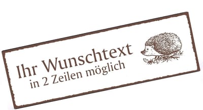 Personaliseerbaar deurbordje met gravure - egel op weide - 150 mm x 50 mm - zelfklevend