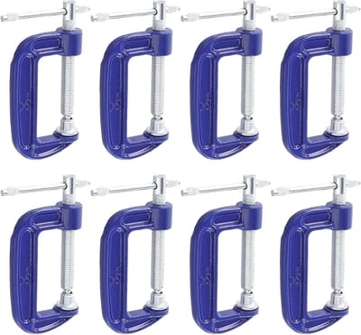 8-delige 2 Inch C Klemmen Set, Blauwe Metaal G Klemmen met 50mm Bekopening voor Assemblage en Bevestiging