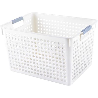Plastic Opbergmand Rechthoekig Multifunctioneel Draagbaar Holle Bureau Opbergbakken met Handvat white