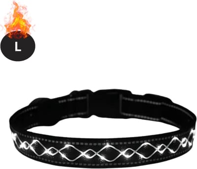 Bovista Lichtgevende Halsband - Verlichte Halsband - Lichtgevend - Hond - Kat - Lampje - Hondenhalsband Led - Oplaadbaar - Wit - L