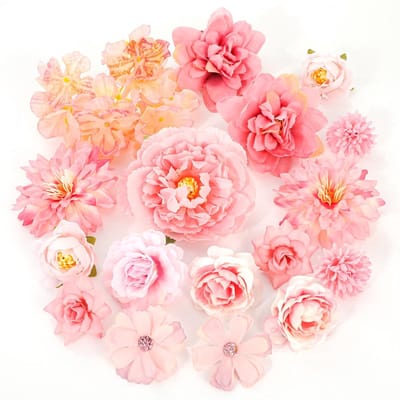 Dailygoods- Kunstbloemen 17 Stuks - Rozen/Pioenrozen/Waterlelies - Decoratie voor Bruiloft/Festival/Huis - Handwerk - Herbruikbaar - Nep Bloemen