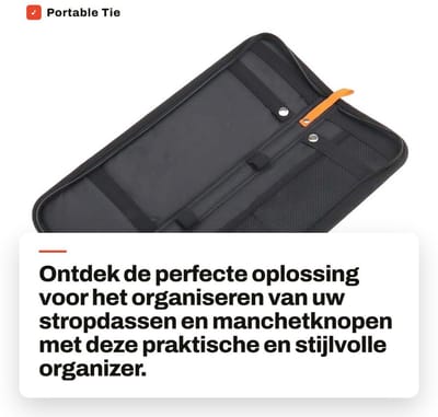 Dailygoods- Opbergtas Stijlvol - Draagbaar - Nylon - 40,5x13x2cm - Voor Stropdassen - Stevige Constructie - Stropdasdoos
