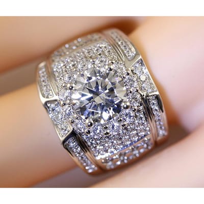 Bagues en pierre de zircone sterling Milangirl pour femmes et hommes, bijoux de fiançailles de mariage à la mode 6 gray