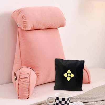 Relaxkussen Bed - Leeskussen Rugsteun - Comfortabel Lezen - Met Handige Opbergvak - 75x40x65cm - Zilvergrijs