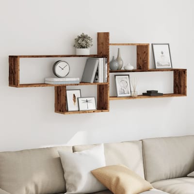 vidaXL - Wandschap - 167,5x18x68 - cm - bewerkt - hout - oud - houtkleurig