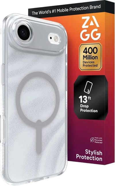 ZAGG Milan Snap Hoesje Geschikt voor Apple Air - Back Cover Compatibel met MagSafe / Qi2 - Gerecycled Materiaal - Grafeen - Swirl Silver