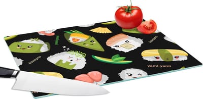 Glazen Snijplank - 39x28 - Kawaii - Sushi - Patronen - Snijplanken Glas