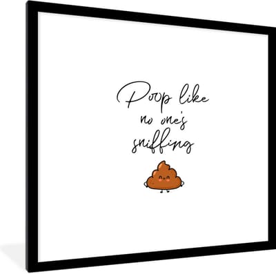 Fotolijst incl. Poster - Spreuken - Quotes - Poop like no one's sniffing - Poep - Poop - 40x40 cm - Posterlijst