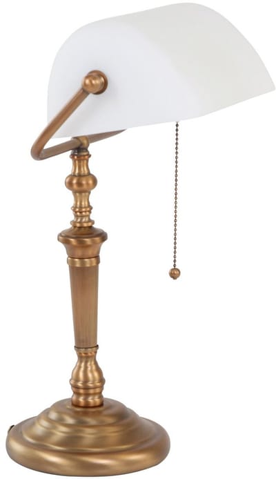 Tafellamp Ancilla 6186BR Brons E27 fitting met trekschakelaar, metaal en glas, kantelbaar - Steinhauer, klassiek voor binnengebruik