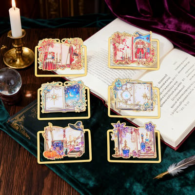 [Cadeau voor Fantasy Liefhebbers] 1 stuks Gotisch Metaal Bladwijzer - Middeleeuwse Fantasy Boek Pagina Bedeltjes met Tovenaar, Heks