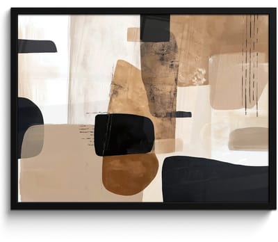Poster in lijst - Fotolijst 80x60 cm - Posters - Vlakken - Abstract - Zwart - Strepen - Posterlijst zwart - Decoratie - Wanddecoratie woonkamer - Muurdecoratie slaapkamer