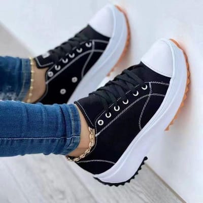 Chaussures pour femmes, nouveau modèle, chaussures en toile, baskets de haute qualité pour dames, plates à lacets, pour adultes 41