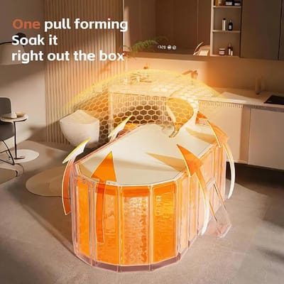 Opvouwbare Badkuip – XL Draagbare Badkuip voor Volwassenen & IJsbad – Geïsoleerde Opblaasvrije Portable Tub 1.2m – Snel Opzetbaar – Warm & Koud Gebruik – Goud – Industrial Home