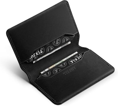 Slimme Minimalistische Kaart Houder met RFID Bescherming en Magnetische Sluiting - Leer Creditcard Portemonnee in Crazy Horse Zwart, One Size, Perfect voor Organisatie en Veiligheid