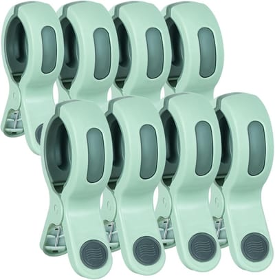 SnelShoppen - 8 Stuks Grote Winddichte Strandhanddoek Clips, Sterke Klemmen voor Strandstoelen, Anti-slip Handdoek Klemmen voor Ligstoelen, Zwembadsto