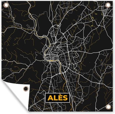 Tuin poster Plattegrond - Kaart - Alès - Frankrijk - Stadskaart - 200x200 cm - Tuindoek