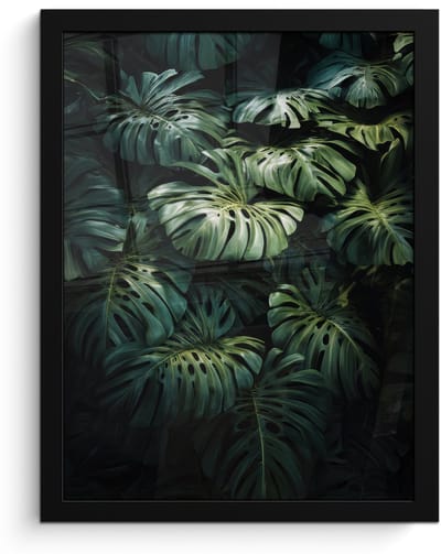 Poster in lijst - Fotolijst 30x40 cm - Posters - Plant - Monstera - Lichtinval - Posterlijst zwart - Decoratie - Wanddecoratie woonkamer - Muurdecoratie slaapkamer