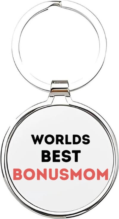 Akyol - worlds best bonusmom Sleutelhanger - Bonusmoeder - de leukste bonusmoeder - bonusmoeder sleutelhanger - mama sleutelhanger - sleutelhanger mam - familie sleutelhanger - moederdag cadeautje - mama cadeau - mom - stiefmoeder - 4 x 7,5 CM