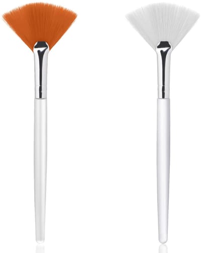 Dailygoods- Waaierskwasten Set - 2 Stuks - 15 cm - Zachte Gezichtskwasten - Nylon + Aluminium - Transparante/Parelgreep - Multifunctioneel Gebruik - Make-upkwasten
