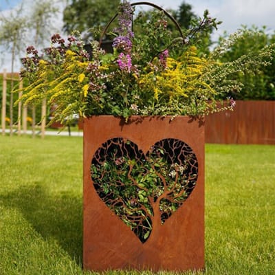 Badeko | Levenslijn plantenzak | Cortenstaal look | 70x30x20,5cm