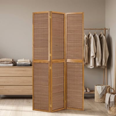 Homestyle4u Kamerscherm 3 panelen - 132x175 cm - bruin - 3-delig - bamboe lamellen