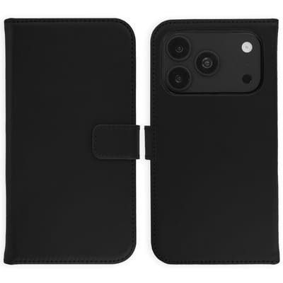 Selencia Hoesje - Geschikt voor Apple iPhone 18 Pro Max / 17 Pro Max - Echt Lederen Bookcase - Zwart